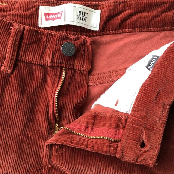 Levi’s 511 Slim Burnt Orange Corduroy Pants - Size 16 - Picture 7 of 11